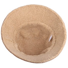 KYEYGWO Reversible Winter Bucket Hat for Women Men, Thick Corduroy Faux Fur Teddy Style Hat Solid Color Bucket Hat Winter Warm Hat Leisure Outdoor Hat, Camel