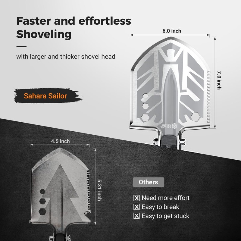Sahara Sailor Unbreakable Tactical Shovel-180 Degree Folding Shovel-Camping Shovels -