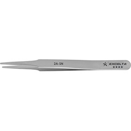 Excelta - 2A-SN - Tweezers - Flat Point - Straight Tapered - Four Star - Anti-Mag. Neverust - SS, 0.06" Height, 0.39300000000000002" Wide, 4.75" Length