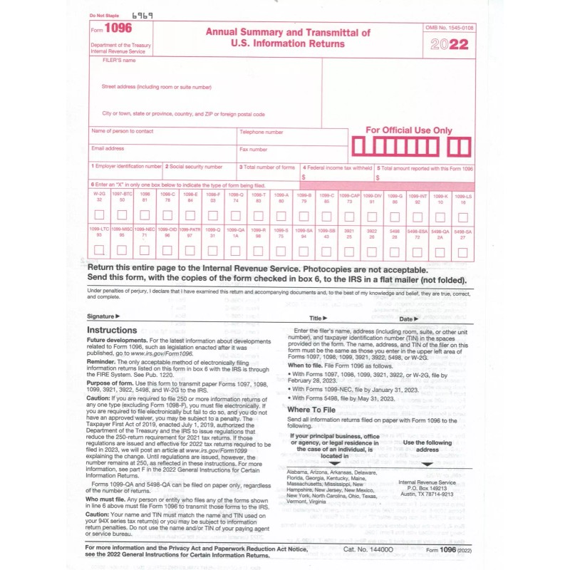 IRS 1099-A 2022 IRS Forms Package - 4 Total Forms;