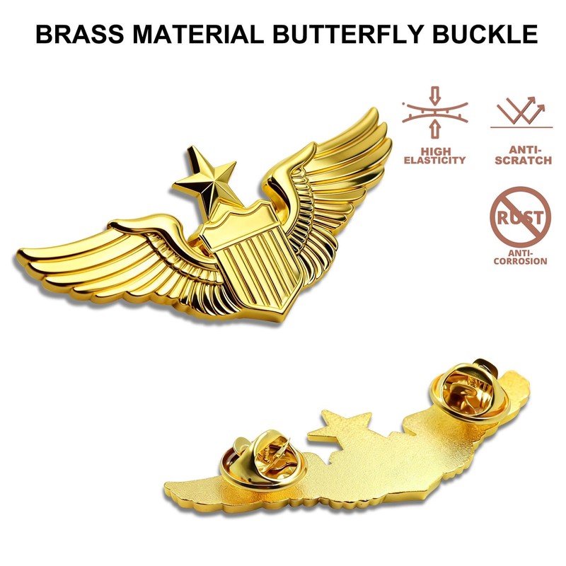 12/Pack Gold Pilot Wings Pins Badge, Flight Attendant Costume Air