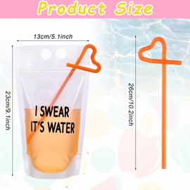 Honeydak 30 Sets Drink Pouches with Straws Colorful Adult Drink Bags Zipper Party Beverage Funny Novelty Juice Party Pouches Translucent Stand-up Plastic Bags for Adultsowl Garden Decor (Transparent)
