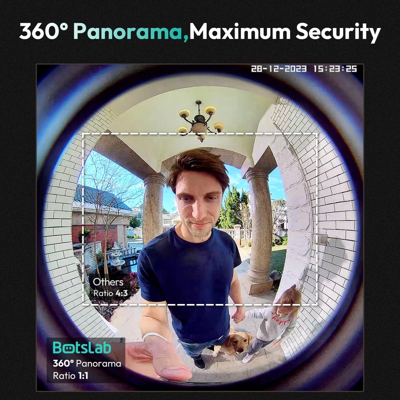 BOTSLAB 5MP Wireless Video Doorbell Camera,180° Head-to-Toe View, AI Motion