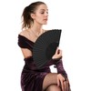 Leikedun 2 Pack Black Silk Fabric Hand Fans, Chinese Fan,