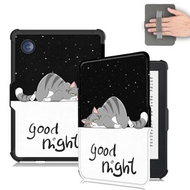 Vakarey Ultra Thin with Automatic Wake/Sleep Case for Tolino Shine Color/Shine 4/Shine 5/Kobo Clara 2e/Clara BW/Clara Colour Case with Wrist Strap, Cat