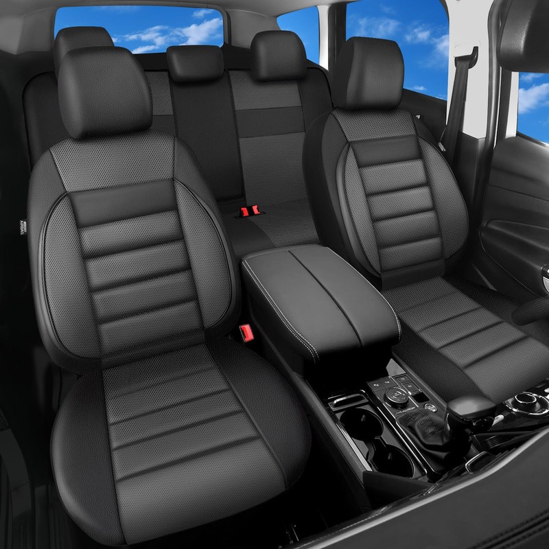 CAR PASS Leather Seat Covers Full Set Universal Water Resistant