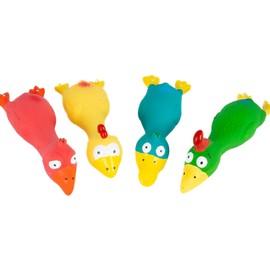 4 Pcs Latex Squeaky Chicken Dog Toy, Screaming Rubber Colored Chicken Toys for Small Dogs and Puppies (6.5 inch Multi Color)
