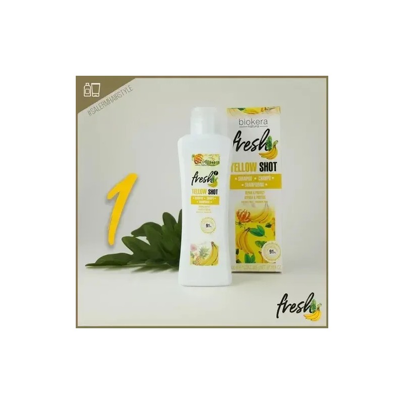 Salerm Shampoo Biokera Fresh Yellow Shot 300ml 91% Vegano