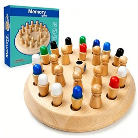 Memory Chess Game, Montessori Toys, Memory Chess Game, Enhance Color Cognitive with 24 Colored Chess Pieces, Travel Games for 3 4 5 6 Years Old Boys G