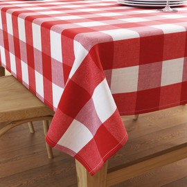 Encasa XO Cotton Table Cloth, Outdoor Dining Cover 140x180 cm Red
