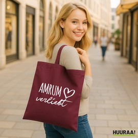 huuraa Amrum Amrum in Love Gift Bag 10 Litres Cotton Amrum Gift Idea, burgundy, Unit size