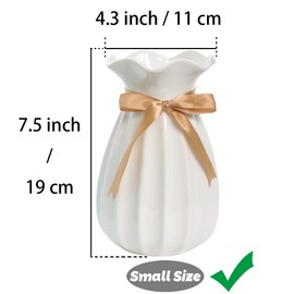 Ceramic Vases for Minimalist Modern Home Decor, Decorative Flowers Vase for Wedding Dinner Table Office Bedroom - White, Small