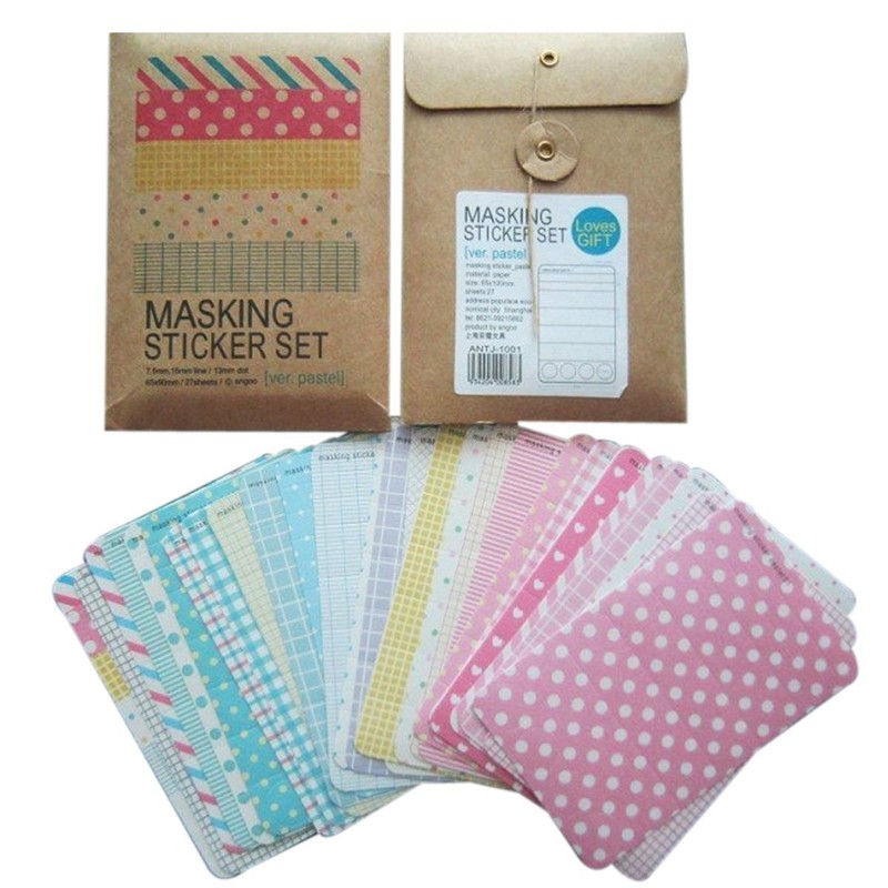 Wrapables Decorative Patterns Masking Sticker Set (3 Set), Solid with