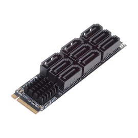 NFHK NGFF NVME M-Key PCI Express M.2 to 9 Ports SATA 3.0 6Gbps Adapter Converter Hard Drive Extension Card 2280 for NAS Computer