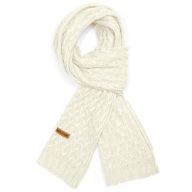 HRUTANE Winter Scarf for Women, Chunky Ribbed Knit Soft Long Wrap Cold Weather Stocking Stuffers Thick Warm Large Scarves,White