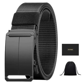 Flyhigter 1.5" Ratchet Belt for Men Tactical Nylon Web Belt, Adjustable Stretch Strap, Trim to Fit 27"-52" Waist (124cm for 27"-46", 150cm for 46"-52")