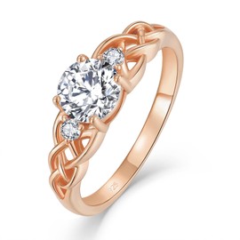 STARCHENIE Celtic Knot Ring for Women 925 Sterling Silver Rose Gold Promise Ring for Her Size 6