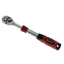 Great Neck 28021 3/8-Inch Drive Extendable Ratchet with Ergonomic Padded Grip, Red