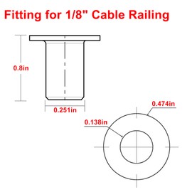 BLIKA 100 Pack Black Stainless Steel Protector Sleeves for 1/8" Deck Cable Railing, for Wood/Composite Posts, T316 Marine Grade, Black Cable Railing Protector Sleeves