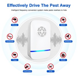FTOTL Ultrasonic Pest Control Repeller 6 Pack, Gnat Traps for House Indoor, Fruit Fly Traps for Indoors, Plug-in Indoor Repellent for Mice, Roaches, Ants, Spiders, Mosquitoes