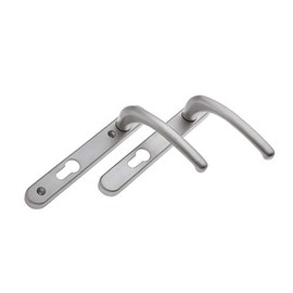 Fab & Fix - UPVC Hardex Satin (Silver) Windsor Door Handle Set, 92mm PZ, Lever/Lever, 122mm Screw Centres for External Doors