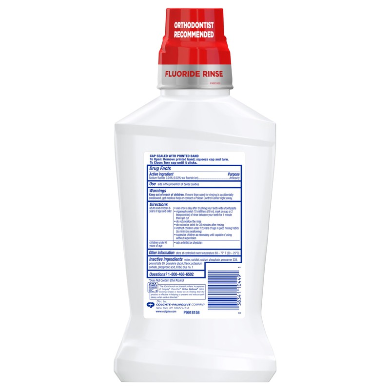 Colgate Ortho Defense Phos-Flur Anticavity Mouthwash, Alcohol Free Mouthwash for