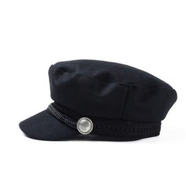 SUNTRADE Ladies Girls Women Wool Blend Navy Cap Baker Boy Peaked Cap Newsboy Hat Black