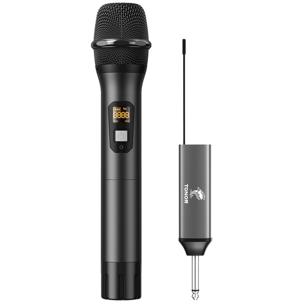 TONOR Wireless Microphone, UHF Metal Cordless Handheld Mic System with