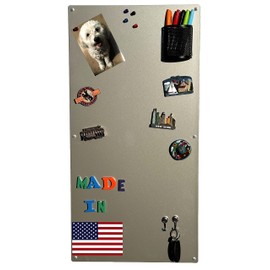 Large Magnetic Board for Wall - Magnet Display Board - Magnetic Bulletin Board - Dry Erase Memo Board- Made in USA (Metallic Silver, 15" Wx30 L)