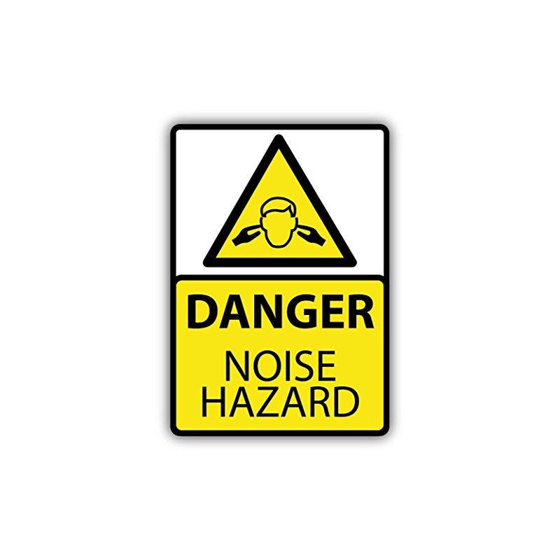 Zirni Danger Noise Hazard Ears Protection Warning Sign Sticker Decal