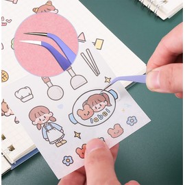 2 Pieces Sticker Tweezers, Cute Craft Tweezers for Stickers, Scrapbooking, Vinyl, Lashes, Electronics, Black
