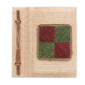 NOVICA Artisan Handmade Fiber Journal Eco Friendly from Bali Multicolor Ivory Paper Indonesia Decor Accessories Materials Geometric Tropical 'Chromatic Nature'