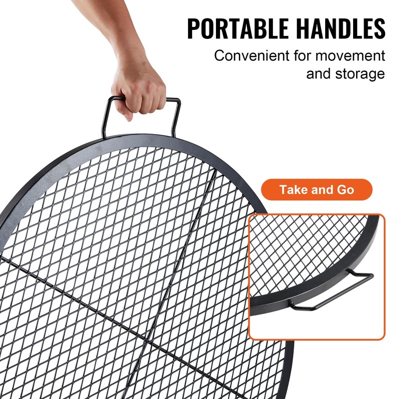VEVOR X-Marks Fire Pit Grill Grate, Round Cooking Grate, Heavy