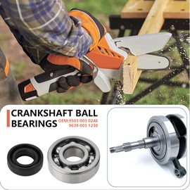 eMagTech 2Set Crankshaft Bearings and Shaft Seals Compatible with Stihl BG56 BG66 BG86 SH56 SH85 SH86 Main Bearing Seal Rebuild 9503 003 0246