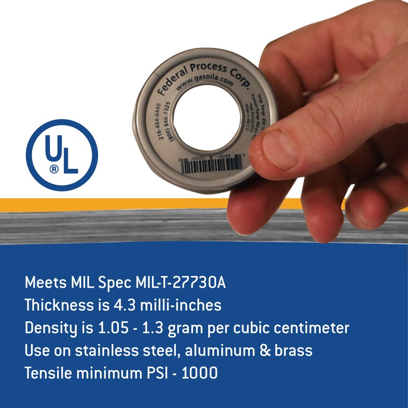 Gasoila Nickel PTFE Thread Seal Tape – Professional-Grade, 1/2 Inch