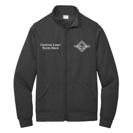 INK STITCH Men Pc78fz Custom Embroidery Add Logo Texts Core Fleece Cadet Full Zip Up Jackets - Dark Heather (XL)