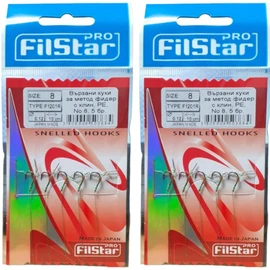 PRO FILSTAR Fishing Hook Set with Leader for Method Feeder, Pack of 10, Size 8, Braided Line 10 cm, Diameter 0.12 mm, Fishing Carp Accessories, Hook with a Needle, Boilies Hook Set, Sport Set, Fishing
