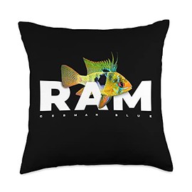 JRRTS German Blue Ram Cichlid Aquarium Fish Keeper Throw Pillow, 18x18, Multicolor