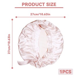 WJWINER Schlafhaube Seide, Seidenhaube Haare, Seidenhaube zum Schlafen, Schlafhaube Locken, Seiden Bonnet, Chlafmütze Damen, Seide Nachtmütze ist rutschfest und Verstellbar(Nacktes Rosa)