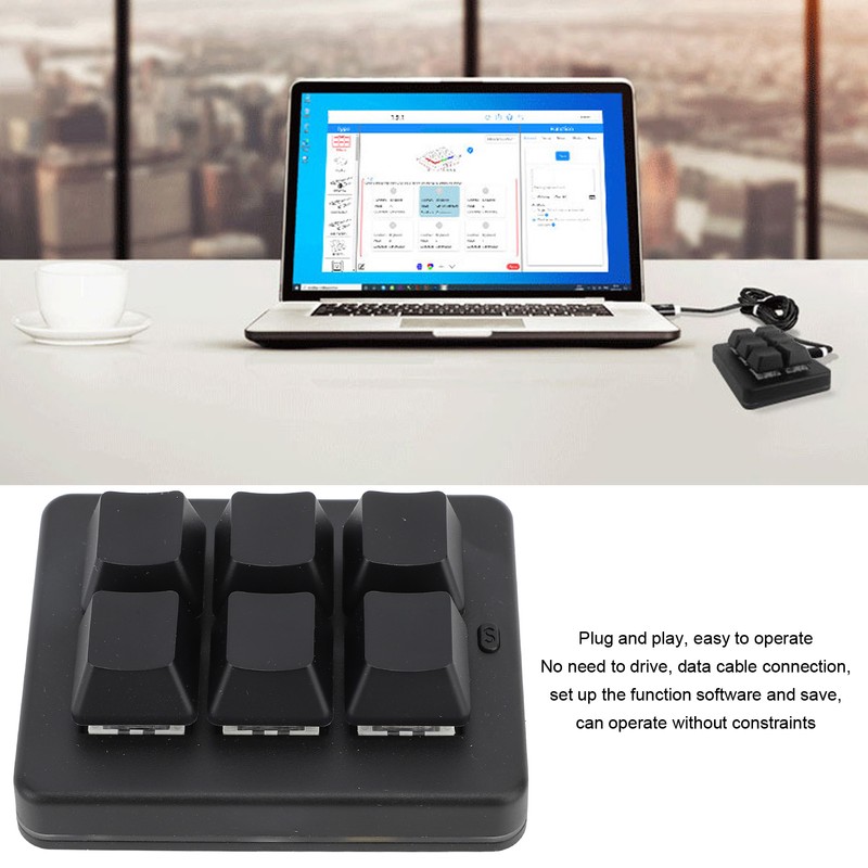 6 Key Gaming Keyboard Wired USB 2.4G Bluetooth Macro Programming