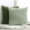 Pack of 2 Moss Green Corduroy Decorative Throw Pillow Covers