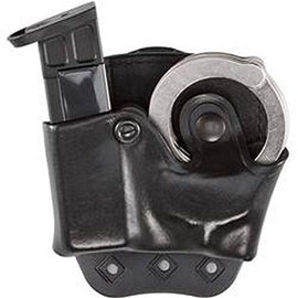 Aker Leather 519 DMS Combo Handcuff Case and Magazine Pouch, Beretta 92 Double Stack 9mm, Black