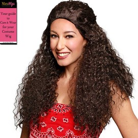 Island Princess Moana Color Dark Brown - Enigma Wigs Long Curly Water Waves Oceania Polynesian Girl Maui Surfer Cravalho Hawaiian Cartoon Fancy Dress Womens Peluca Bundle Costume Wig Care Guide