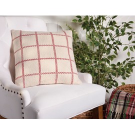 Primitives by Kathy Open Gingham Throw Pillow, 18" x 18", Cream, red