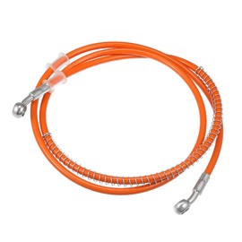 X AUTOHAUX Hydraulic Brake Hose Line Pipeline, 150cm 59.06" 10mm 0.39" Braided Oil Pipe with Tube Nut Universal for Motorcycle ATV Dirt Bike Go Kart Durable Stainless Steel Orange with Spring