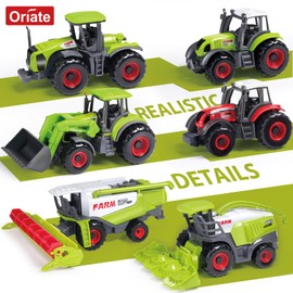 Oriate Farm Tractor Toys Vehicle with Animals & Activity Play Mat, 38Pcs Educational Realistic Kid's DIY Diecast Set, Kids Tractors Trailer Sprayer Cow Animal Toy Birthday Gift
