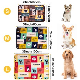 Flying Paws Dog Blankets,3 PCS Soft Pet Blanket Washable Puppy Flannel Blankets,French Bulldog Pattern Dogs & Cats Blankets,M 60×80 cm Fluffy Blanket