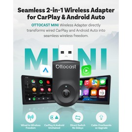 OTTOCAST Mini 2025 2-in-1 Wireless CarPlay/Android Auto Adapter, 5GHz WiFi, Auto Connect for 2016+ Cars