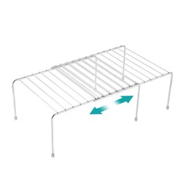 Estante extensible para gabinete, estantes ajustables de acero inoxidable para encimera de cocina, estante de cocina para despensa, cochera,...       