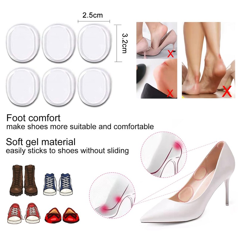 12 Pcs High Heel Pads Heel Cushion Inserts Gel Heel